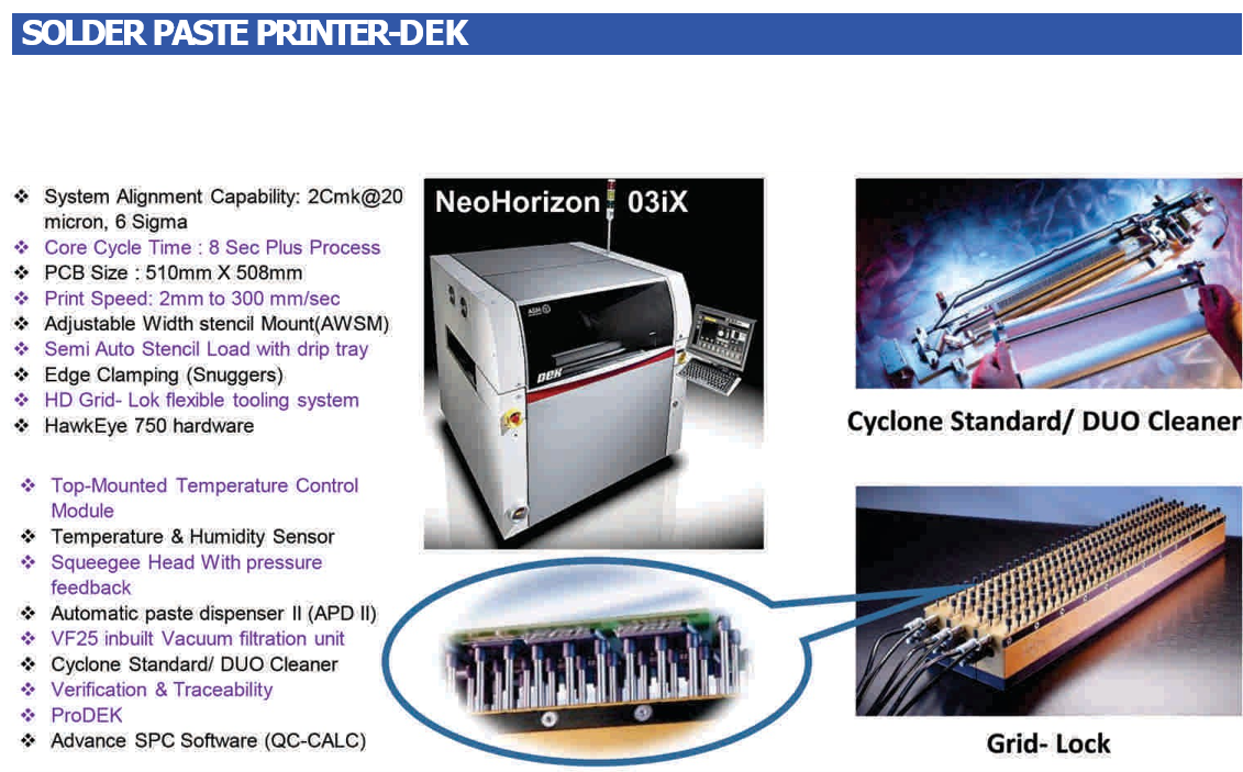 DEK solder paste printer